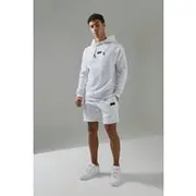 Mens Light Grey Man Active Hoodie & Short Tracksuit