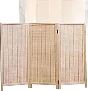 Short Partition,3/4/5/6 Panel Freestanding Folding Creen,Solid Wood Frame Hand Woven,for Bedroom Studio Kindergarten(Color2,120x40cm-3panel)