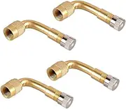 PAMINGONO Universal 4-piece Motorcycle Scooter Bike Car Adapter Set 90 Degree Metal Stem Extension Sealed Cap Yellow