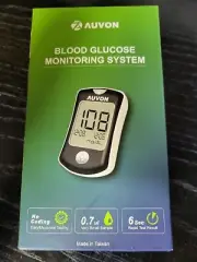 Auvon Blood Glucose Monitoring System No Coding 6 Seconds Open Box