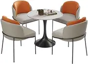 HOLGVE Negotiation Table and Chair Set, Light Luxury Office Reception Round Table, Space-Saving Furniture Office Conference Tables, Round Office Table with Chairs Set of 5(Orange,80cm/31.4in)