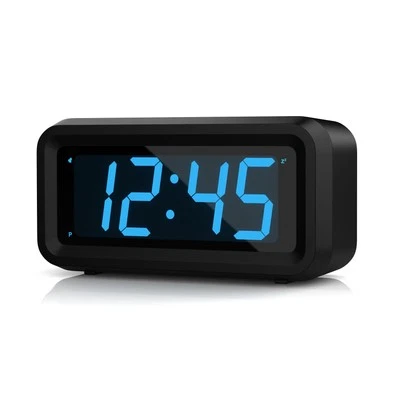 Alarm Clock Digital Clock Constantly 1.2 LED Blue Digits Display Battery Po