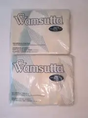 Vintage Wamsutta Full Double Fitted & Flat Sheets Ultracale Chevron Teal Tan NIP