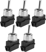VGOL 5pcs 250V 2A Lamp Toggle Switch On/Off With Metal Fastening Nut Suitable for Cables With A Maximum Size Of 0.75mm Black