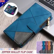 For iPhone 16 E 15 14 13 12 11 Pro Max XS 8/7 Case Leather Wallet Zipper Cover