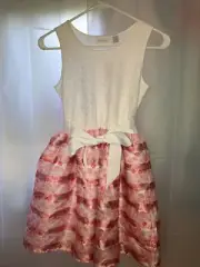 NWT The Children’s Place Girls Lace Floral Pink White Dress Ribbon L Large 10/12