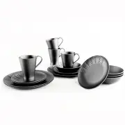 Spiderweb Dinnerware Set (16 Pieces) - Goth Dinnerware Set - Black Matte Porc...
