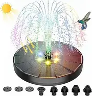 Small Solar Water Fountain with Light Floating Outdoor Hummingbird Bird Bath Waterfall Pump Powered Pond Garden Patio Led Bubbler Outside Submersible Feature Panel Above Ground Pool Flower Sprinkler