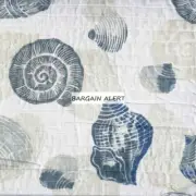 SEASHELLS BEACH 4pc KING QUILT BLUE WHITE TAN TROPICAL NEW Cynthia Rowley