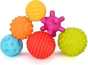Caterbee Baby Ball Set 6 Packs, Textured Multi Sensory Balls Set Develop Baby's Tactile Senses Toys for Infant Bath and Beach