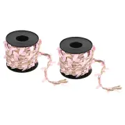 2 Roll 33ft 5mm Burlap Leaf Ribbon Vine Natural Jute Rope Twine, Pink