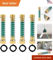 Coil Spring Garden Hose Protector - Prevents Kinking & Leaking - 4 Pack