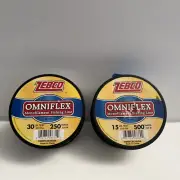 New Fishing Line Zebco Omniflex Monofilament 15lb 500 Yds & 30lb 250 Yds New