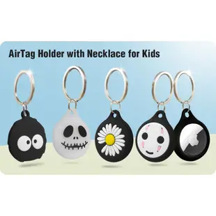 Airtag Holder for Kids [4 件裝] 可愛卡通 Airtag 項鍊鑰匙扣適合兒童;成人,帶鑰匙圈的