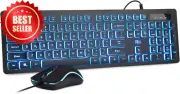 RGB Backlit Keyboard and Mouse Wired USB Combo for Gaming Office & School