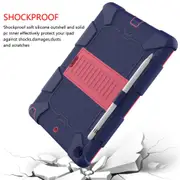 Silicone+PC Case 3-Layer Anti-fall Protective Cover Tablet Stand For iPad 7 10.2 inch(2019)-9navy hotpink