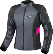 SHIMA Rush 2.0 Vented waterproof Ladies Motorcycle Textile Jacket, black-grey-pink, Size 3XL for Women Black Grey Pink
