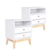 La Bella White 2 Set Bedside Table Side Storage Cabinet Nightstand Bedroom 2 Drawer ANYA