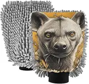 XYMZR Absorbent Microfiber Car Wash Mitt Hyena Flower, Funny Cute Anime Scratch Free for Cars Cleaning, Home Cleaning Mitts, 2 Pack, 10.24” L x 7.09” W
