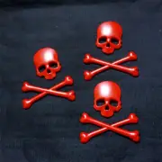 3x Red Skull Matte Crossbones Skeleton Metal Badge Emblem Sticker Decal V8 Power (for: Mini)