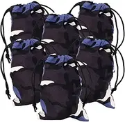 [Needzo] Blue Camo Rosary Pouch for Men, Masculine Drawstring Bag, Religious Party Favors (Pack of 6), Blue, Large, Blue Camo