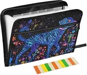 Blue Dog File Folder Organizer 13 Pockets A4 Letter Size Expandable File Jackets with Zipper Closure Wide File Folders for Document Storage