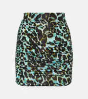 [Alex Perry] Alex Perry Kiran ruched leopard-print miniskirt AU 6 multicoloured
