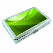 Green Abstract Em1 Silver Metal Cigarette Case RFID Protection Wallet