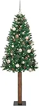 vidaXL 180 cm Artificial Christmas Tree, Slim Green PVC, Pre-lit Warm White LED Lights, Festive Indoor Holiday Decor