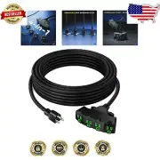 Durable 10/3 Power Cord - 15ft, 4-Outlet Heavy-Duty Extension for Indoor Use