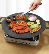 在飛比找樂天市場購物網優惠-烤盤 韓國烤肉鍋烤盤麥飯石家用雙耳鐵板燒石板烤盤電磁爐