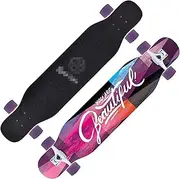 Sports Longboard Skateboard, 47" 7-Layer Maple Super Light Double Curled Beautiful Pattern Brush Street Dance Board Beginner Adult Girl Professional Skateboard