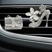 Crystal High Heel Shoe & Magic Bag & crystal crown Car Air Vent Clip Charm sparkly bedazzled rhinestone Car Accessories，Car Interior Decoration Charm，Rhinestone cute Car Decor girls