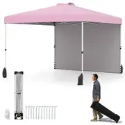 Costway 3 x 3 m Pop up Canopy Tent w/Wheeled Bag Portable Foldable Outdoor Shelter Marquee Gazebo Pink