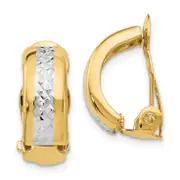 14K Yellow & Rhodium W/ White Polished D/C Non-Pierced Earrings