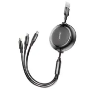 Baseus 3 in 1 Retractable USB Fast Charging Cords For iPhone Type C Micro USB