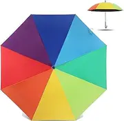 Rainbow Umbrella Large Windproof Auto Open Golf Stick Umbrella with Hook Handle, Sun/Rain Umbrellas for Adult Kids Girls,A