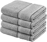 Sasma Home - Premium Cotton Hand Towel Set - 4 Pack - Large 50x90 cm (Grey)