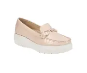 NEW NATURALIZER BEIGE PATENT LEATHER PLATFORM WEDGE LOAFERS SIZE 8 M $145