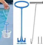 Dreyoo 1 Piece Skimmer Basket Handle, Pool Skimmer Basket Hook, Universal Pool Skimmer Basket with Handle Fit All Skimmer Basket for Debris Removal, Keep Hands Clean and Safe