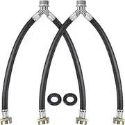 Dreyoo Rubber Washing Machine Y Hose, 3/4 Inch Brass Fittings, 1 ft (12 Inch) Length Hot and Cold Water Supply Y Mixer Hose Connector for Washing Machines Outdoor Garden Faucets(2 Pcs)