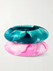 [Dinosaur Designs] Dinosaur Designs - Rock Medium Set Of Two Resin Bangles - Pastel pink - One size One size Pink