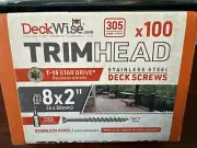 #8X2" Stainless Steel Trim-Head Deck Screws, T15 Star Drive Head **100 PACK**