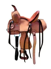 12" Brown Western Barrel Horse Roughout Leather Saddle Tack Set Free Shipping