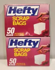 Lot of 2 NEW Vintage Hefty Scrap Bags w/Tear Off Ties 50 Bags 6.5”x5.5”x12”