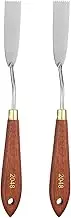 2pcs Palette Knife Painting Tool 2.68" x 0.67" Stainless Steel Teardrop Blade 8.86" Length Spatula Painting Pallet Knives with Hole Beech Wood Handle for Acrylic Canvas, Red/Silver