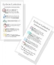 Eyebrow Lamination Aftercare Instruction Cards | Physical Printed 2 x 3.5” inches Business Card Size | Starter Lift Kit with Tint at home diy aftercare supplies | White with Icons Design