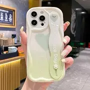 Love Heart Wrist Strap Case for iPhone 16 15 14 13 12 11 Pro Max X Xs Max XR 16E 7 8 Plus Soft TPU Phone Holder Cream Cover,A,for iPhone 14 Plus