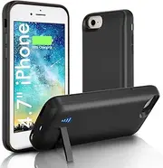 SlaBao Battery Case for iPhone 6 6s 7 8 SE2020, 6000mAh Portable Charging Case with Kickstand, Carplay Supported Rechargeable Battery Pack for Apple 6 6s 7 8 SE2020 Backup Charger Case,4.7 inch Black