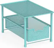 SimpleHouseware Stackable Under Sink Cabinet Sliding Basket Organizer Drawer, Turquoise